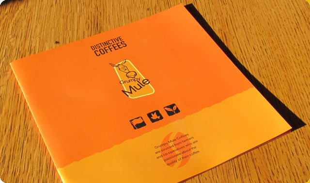 Grumpy Mule printed brochure coffee machines pages